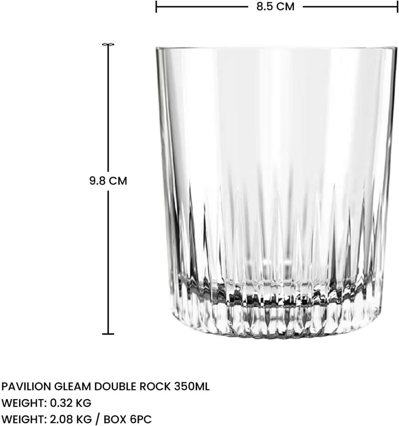Lucaris Pavilion Gleam Double Old Fashioned/Rocks Glass - 350ml (Set of 6) - Premium Crystal Glassware for Whiskey, Cocktails, Spirits - Image 3